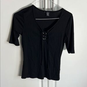 Black Lace-Up Women's Top